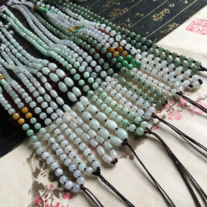 天然缅甸翡翠A货玉珠项链圆珠配链翡翠玉石米珠项链吊坠玉珠挂链