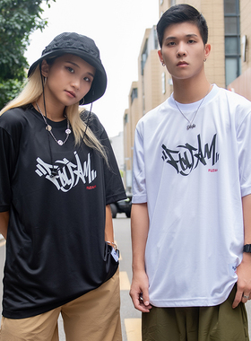 FUJAM经典款涂鸦logo短袖街舞bboy嘻哈hiphop夏季速干圆领透气T恤