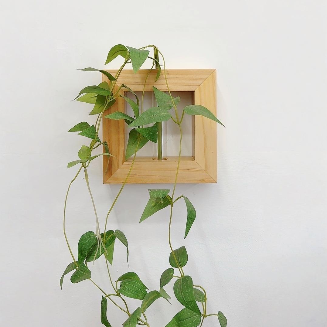 水培鲜花干花实木壁挂花瓶摆件