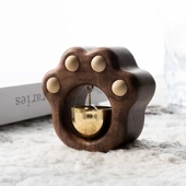 入门铃铛挂件猫爪风铃磁吸门实木装 饰多巴胺铜铃入户提醒乔迁礼物