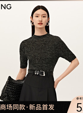 【商场同款】Y.SING衣香丽影2025秋冬黑色短袖套头衫150819003
