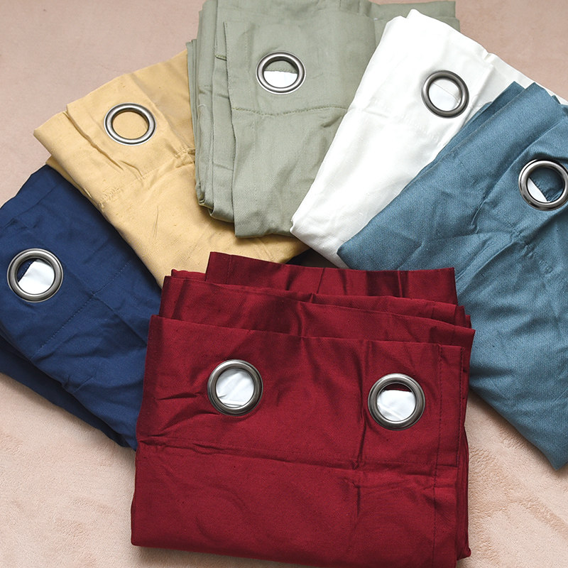 新款特价处理外贸出口出租房卧室遮光布成品双层加厚衬布打孔窗帘