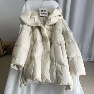 倩牛高端神货】重磅云朵轻盈保暖加厚中短款羽绒面包服连帽外套女