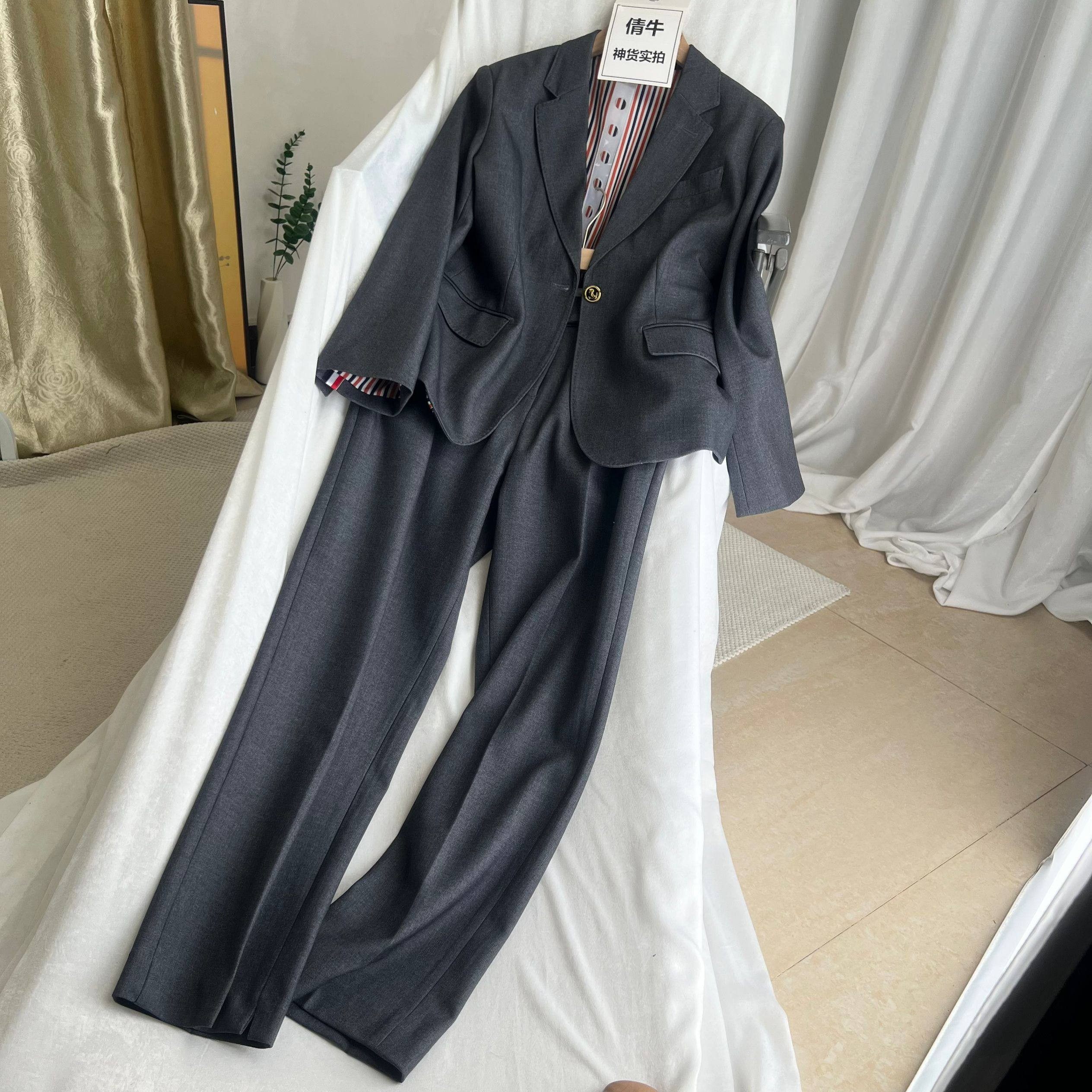 倩牛高端】一看便知 28羊毛专柜1:1修身收腰西装外套九分西裤套