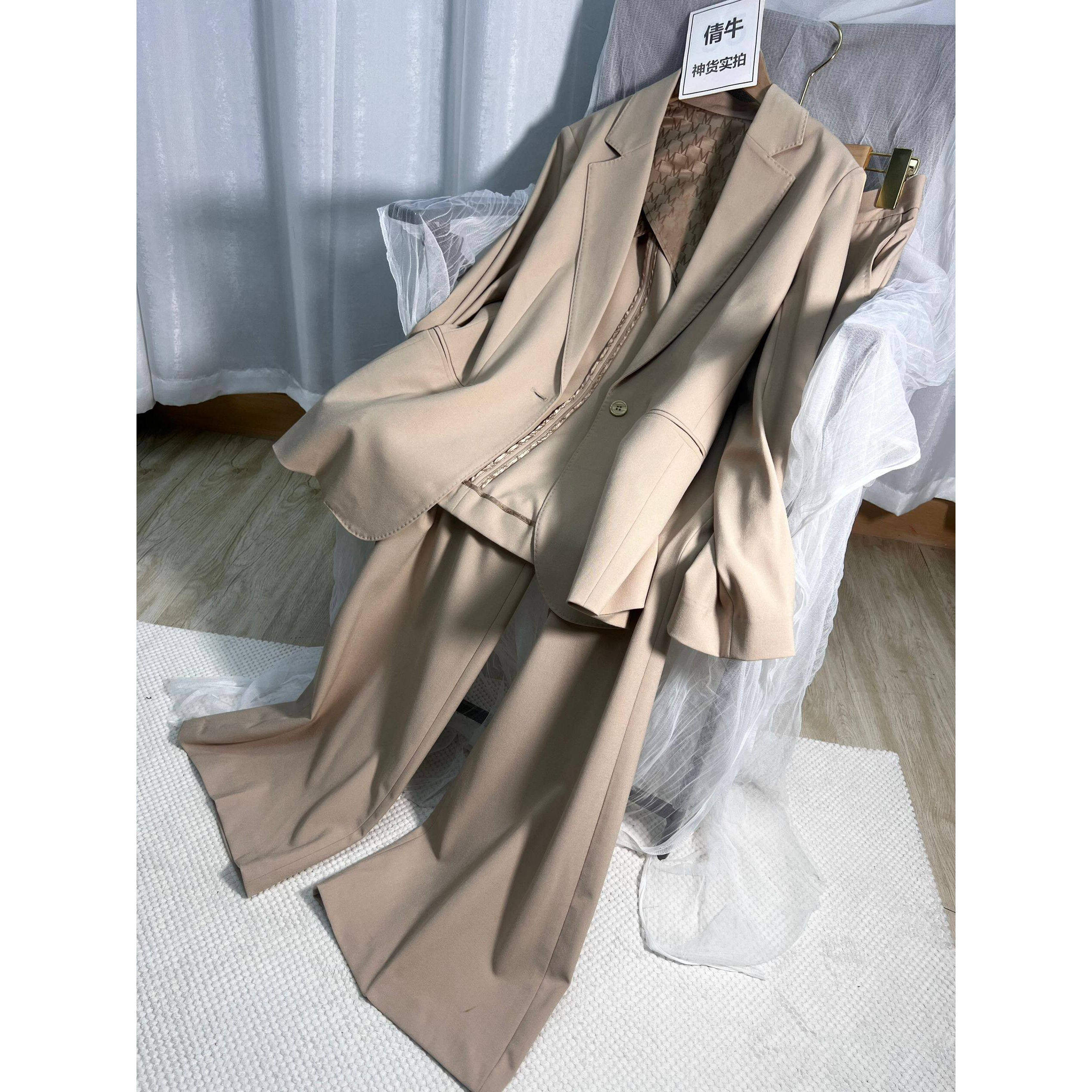 倩牛孤品特价清仓】M家5位数 薄款单粒扣西装+长裤套装女
