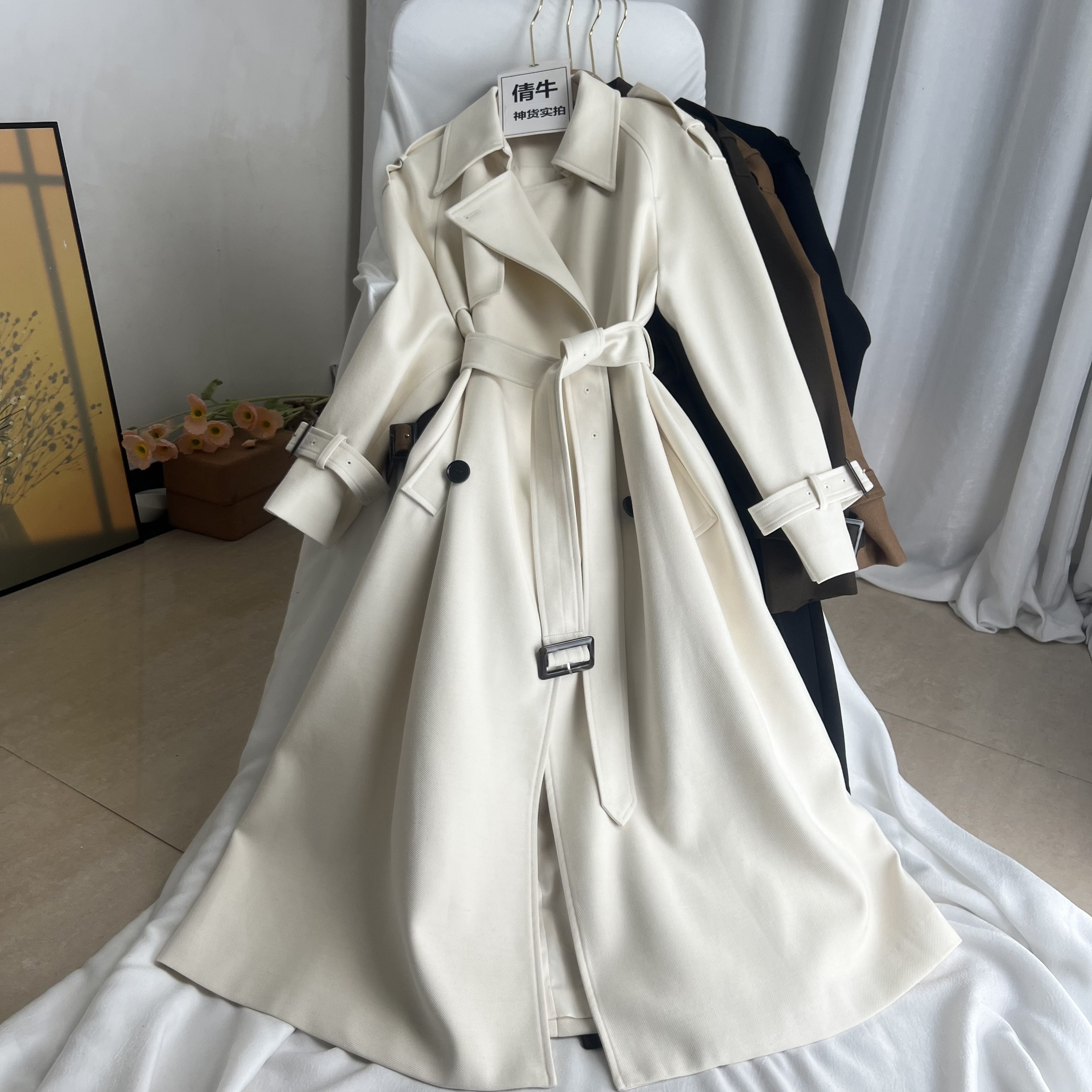 倩牛牛货】大品牌5k+羊毛真丝 硬帅高级感秋冬宽松长款风衣外套女