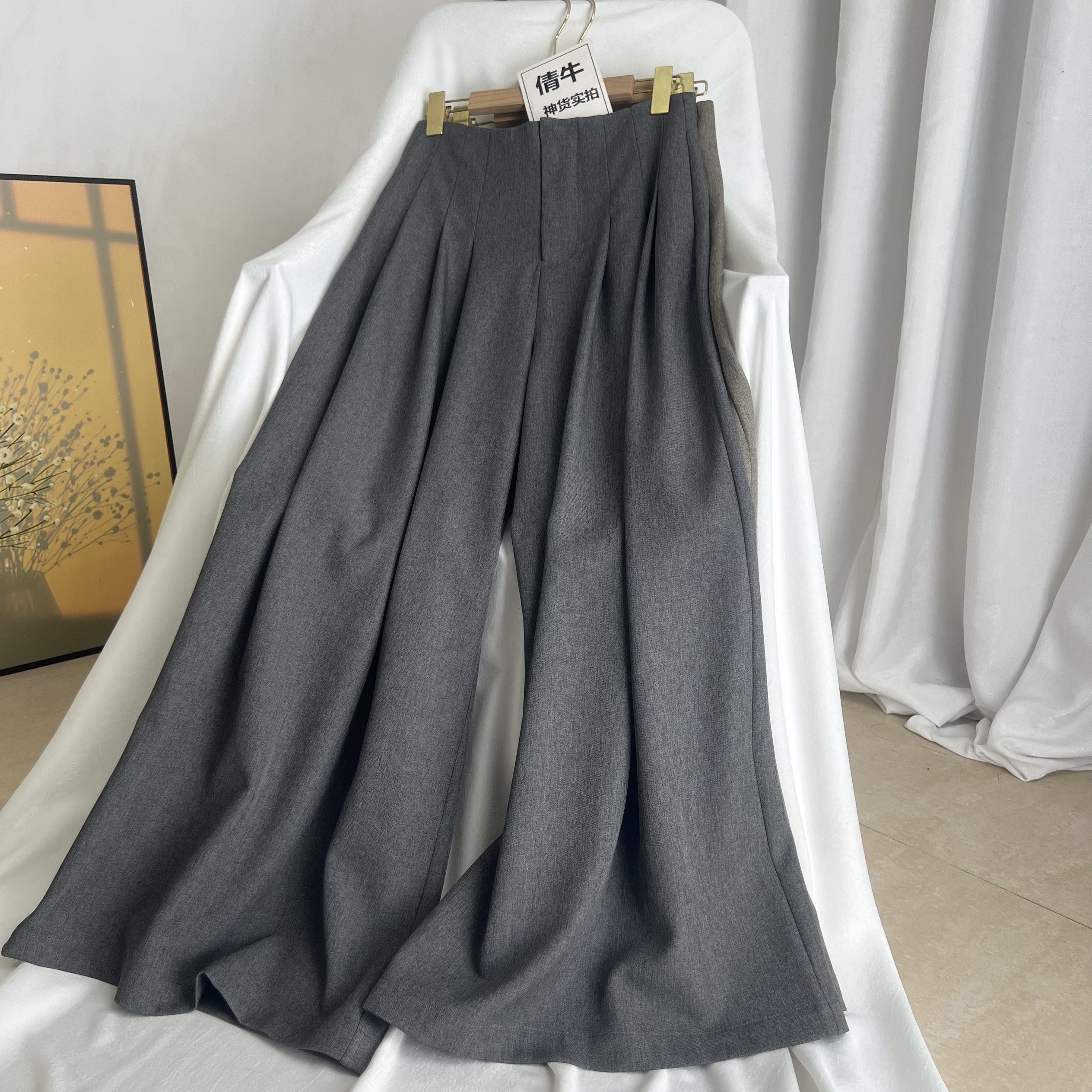 倩牛神货】26春装 雅痞帅气 加大加宽时尚休闲西装阔腿裤拖地裤女