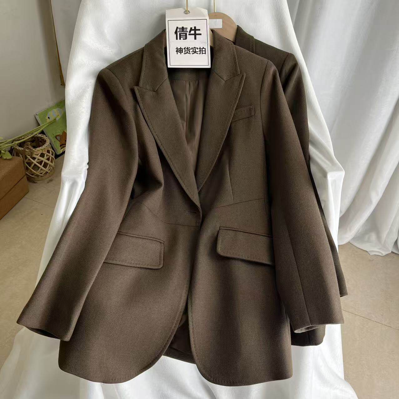 倩牛少量出清】高档撤柜！通勤风西装外套女翻领一粒扣西服上衣春
