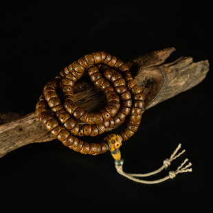 藏传密宗老佛珠 清代深酱色爆老星月菩提原配108颗佛珠念珠手串