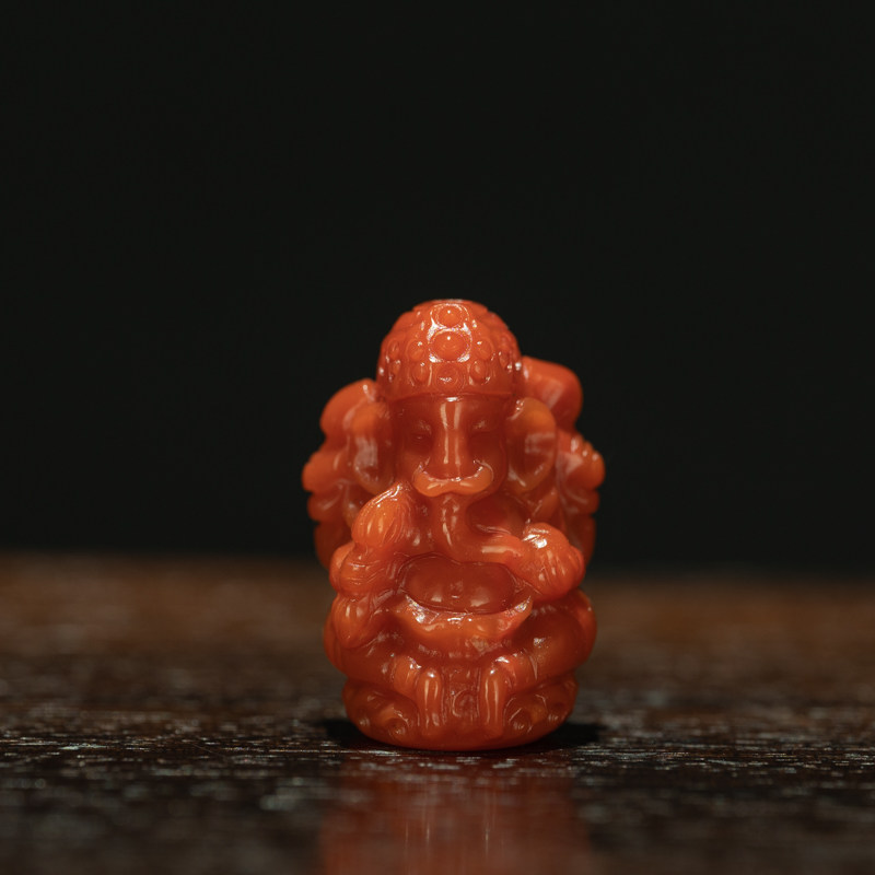 精品佛珠念珠配饰 收藏级天然原矿南红玛瑙象鼻财神佛头三通佛塔