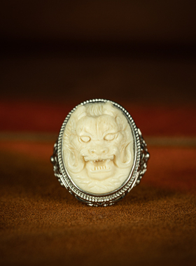 做旧男女款指环白虎925纯银复古