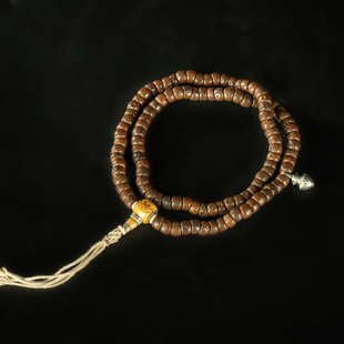 藏传密宗老佛珠串清代斜切药师片星月菩提念珠圆满108颗佛珠念珠