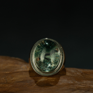 指尖的魔法森林〓天然异像水晶原矿绿幽灵水晶纯银镶嵌戒指手饰品