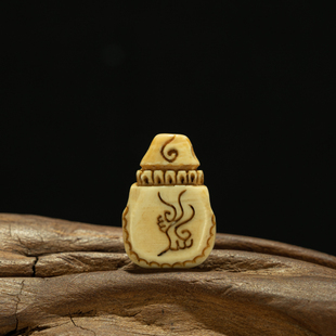 藏传密宗老佛珠念珠配饰〓清代老料木鱼造像吊坠佛珠念珠配件收藏