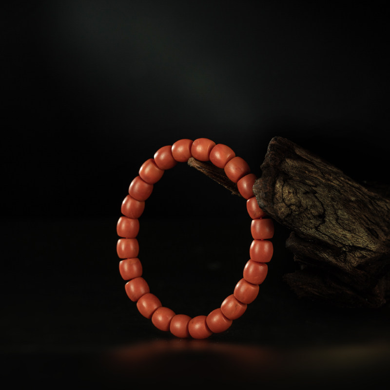 文玩精品 天然原矿满色满肉保山南红玛瑙精工桶珠籽料男女款手串