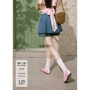 阔色蓝色直筒高腰牛仔裤短裤子2026夏季新款女装休闲半身裙裤