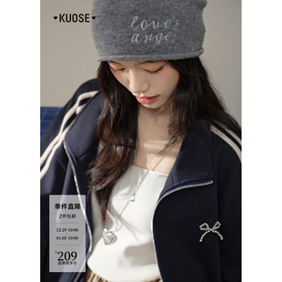 阔色蝴蝶结翻领卫衣外套休闲穿搭25秋季穿搭新款女小个子上衣长袖