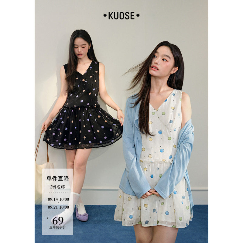 黑色v领无袖雪纺连衣裙女图片