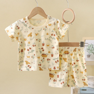短裤 儿童短袖 A类纯棉两件套男女童卡通印花T恤宝宝薄款 夏季 批 套装