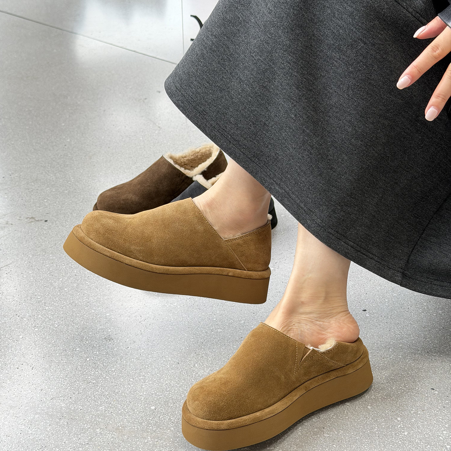 两穿低帮棉鞋女磨砂皮2025年