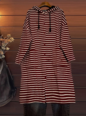 秋冬春长款风衣外套TINY CUTTLE宽松女棉卫衣毛巾圈连帽连衣裙