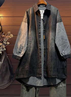 TINY CUTTLE牛仔衬衫外套宽松春秋潮流痞帅夹克百搭休闲上衣