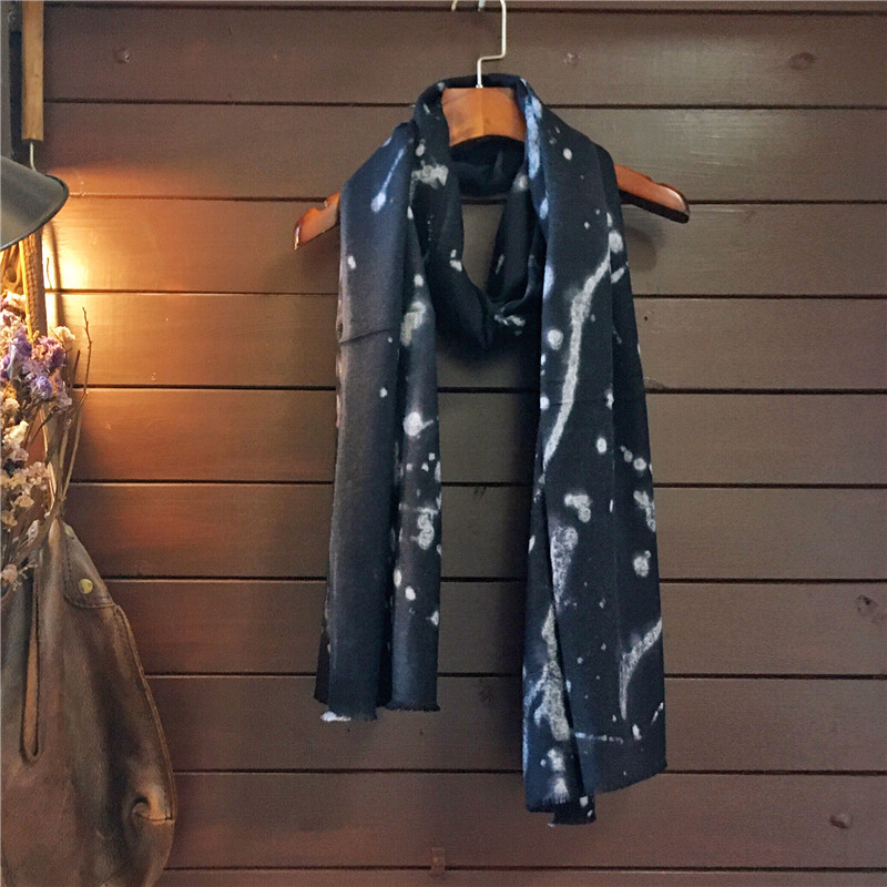 羊毛100%围巾女夏春秋冬舒适柔软高端纱巾花卉印花长方形披肩薄款