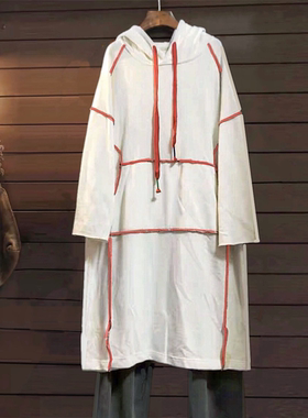 TINY CUTTLE连衣裙春秋宽松T恤女棉卫衣长款连帽厚大版过膝毛巾圈