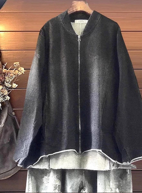 秋春冬夹克外套TINY CUTTLE韩单外贸新毛巾圈宽松字母女纯棉立领