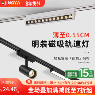菁雅客厅无主灯不吊顶先锋明装轨道灯射灯泛光灯格栅灯超薄磁吸灯