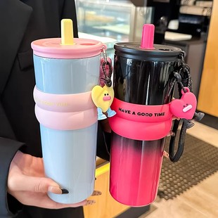 高颜值大容量冰霸杯吸管杯车载随行杯子 杯员外保温杯女2025新款