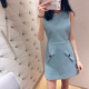 法系M撞色格纹圆领无袖 轻熟背心连衣裙格子背带裙女e19riopa95082