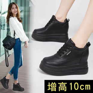 10cm厘米内增高女鞋小个子小白鞋2025新款秋冬厚底加绒松糕鞋子潮
