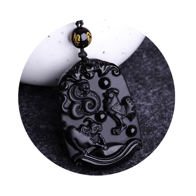 2025年生肖属猴鼠龙三合贵人黑曜石吊坠龙鼠护岁挂件解冲破吉顺意