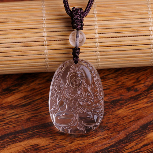 白水晶项链属马的大势至菩萨吊坠