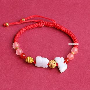2026年属鼠太岁红绳手链女男三合生肖佩戴吉祥物猴形龙型饰物手绳