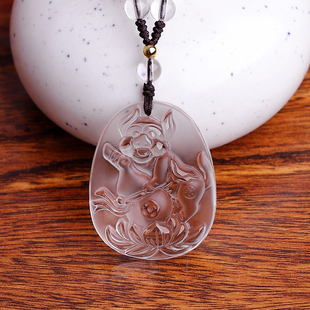 属猪2026年天蓬联吉吊坠白水晶吉祥物喜猪呈祥男女生肖虎佩戴挂件