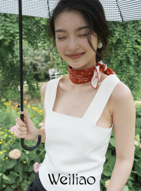 Weiliao 一束山茶波点小方巾真丝桑蚕丝巾红黑色百搭春季复古