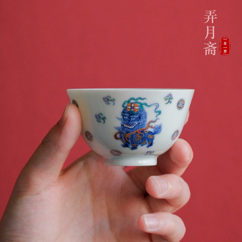 弄月斋联名款斗彩手工瓷器茶器
