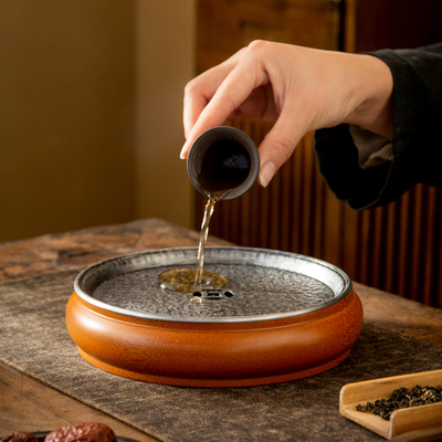 干泡茶盘壶承可蓄水花梨木电木整版实木原木壶托建水茶洗茶道茶台