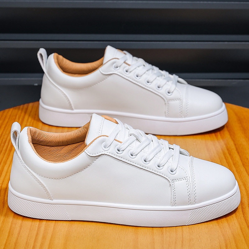 thumbnail for Men's high-end casual simple red bottom board shoes, British versatile waterproof sports shoes, commuting business small white shoes