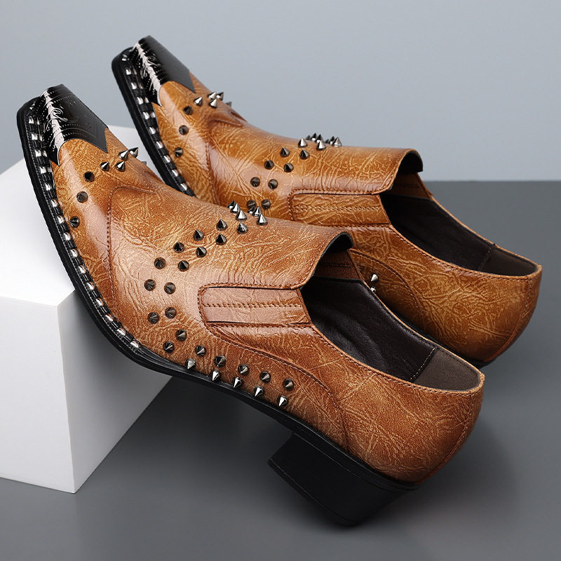 男48大码正装复古铆钉铁包头皮鞋英伦柳丁外贸马丁鞋men's boots