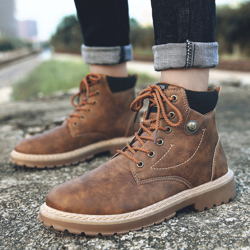 春天男理发师英伦中筒防雨欧美马丁靴汽修工地工装高帮皮鞋配风衣在类目 流行男鞋, 靴子中 - 来自Buy2taobao.com提供专业的淘宝代购服务