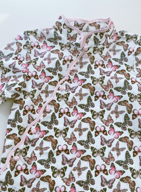 Warm Buds古法制作儿童花边旗袍英国Liberty利伯缇进口面料两色