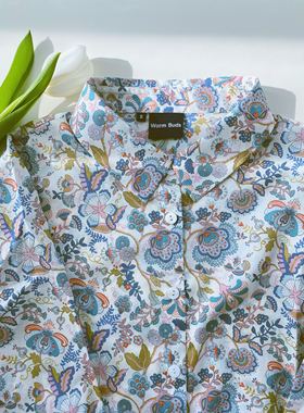 Warm Buds 英国进口liberty面料方领衬衫