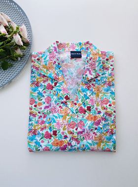 Warm Buds 古巴领衬衫Liberty进口面料复古衬衫