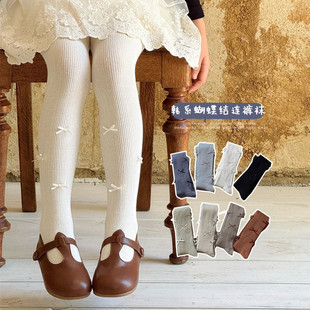 宝宝外穿连脚裤 加厚加绒蝴蝶结韩版 袜秋冬纯棉儿童打底裤 女童连裤