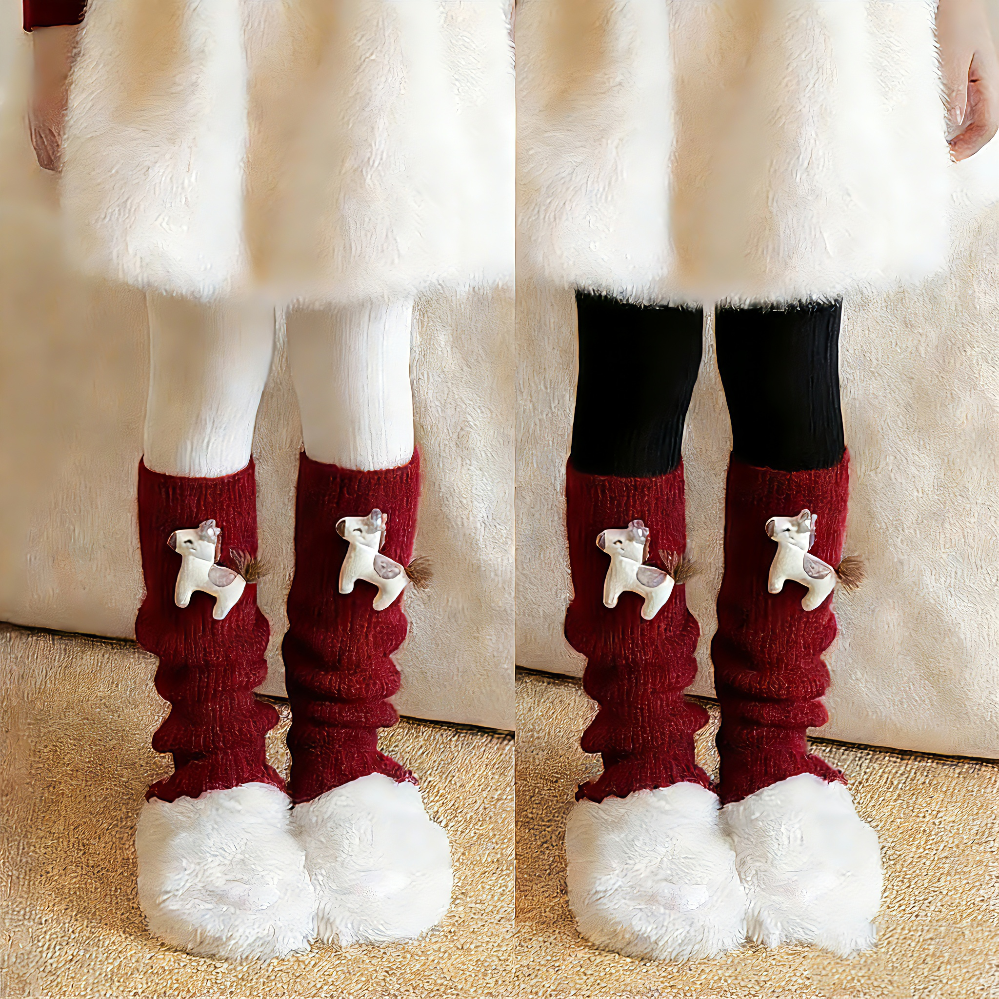 女童打底裤冬加厚拼接马年红色袜套堆堆袜洋气儿童宝宝加绒连裤袜,童装/婴儿装/亲子装,打底裤,淘宝优惠券,粉丝福利购,淘宝优惠卷