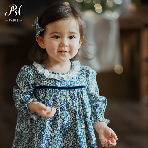 小雏菊婴童花边领碎花连衣裙