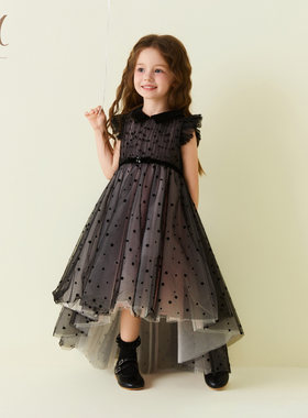 蓬蓬裙聚网纱黑色星星网纱连衣裙